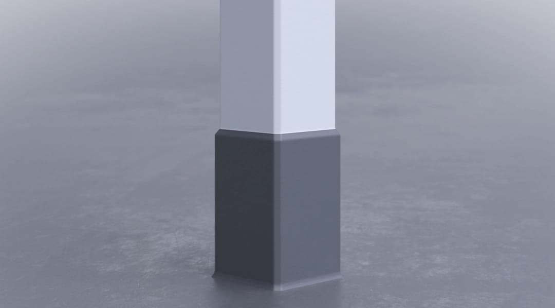 3D-Visualisierung der instandgesetzten Stütze mit verbreitertem, beschichtetem Sockel